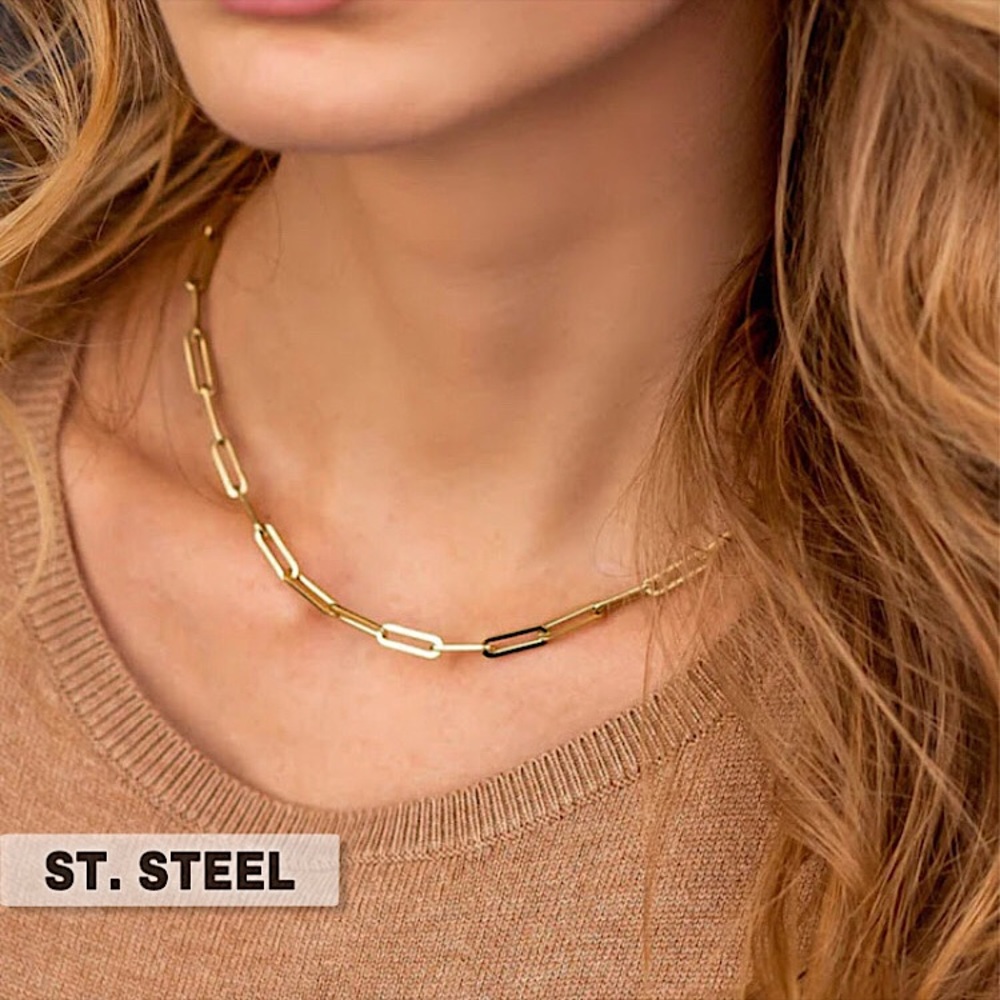 ⚜️𝟯𝟬%𝗢𝗙𝗙 𝗯𝘂𝗻𝗱𝗹𝗲𝘀 𝟯+⚜️ NEW Paperclip Chain Stainless Steel Necklace